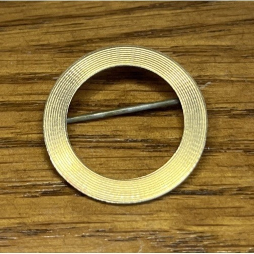 Krementz Gold Circle Pin Shawl Brooch 1" Diameter MCM